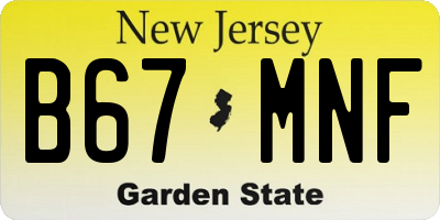 NJ license plate B67MNF