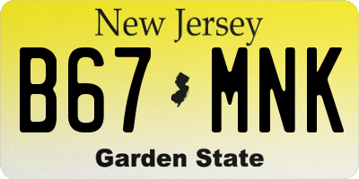 NJ license plate B67MNK