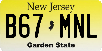 NJ license plate B67MNL