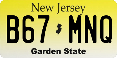 NJ license plate B67MNQ