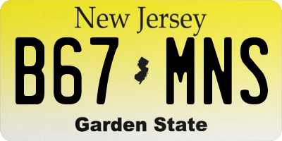 NJ license plate B67MNS