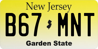 NJ license plate B67MNT