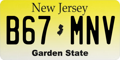 NJ license plate B67MNV