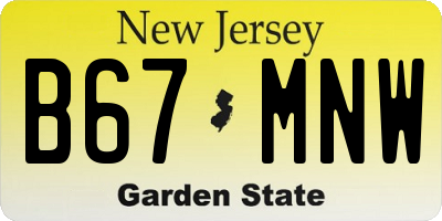 NJ license plate B67MNW