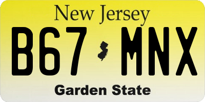 NJ license plate B67MNX