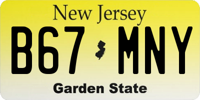 NJ license plate B67MNY