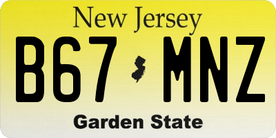 NJ license plate B67MNZ