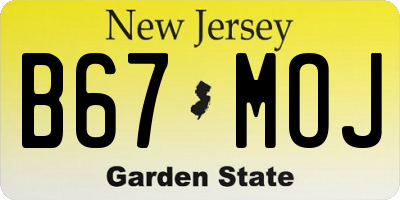 NJ license plate B67MOJ