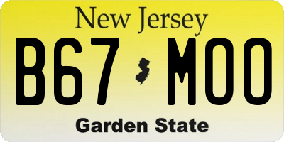 NJ license plate B67MOO