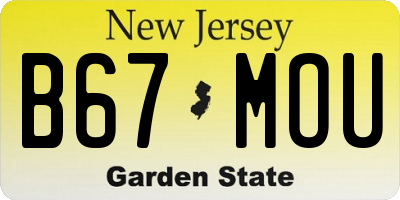 NJ license plate B67MOU