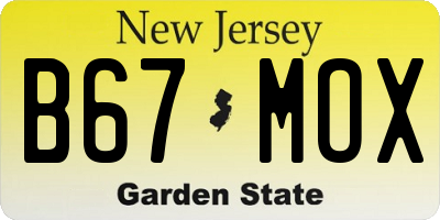 NJ license plate B67MOX