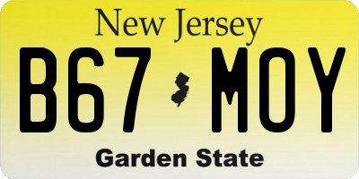 NJ license plate B67MOY