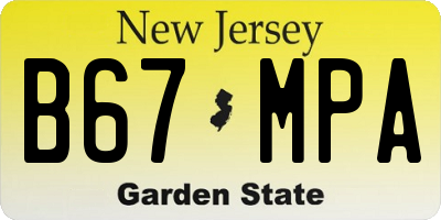NJ license plate B67MPA