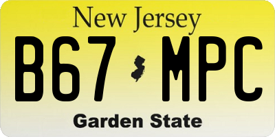 NJ license plate B67MPC