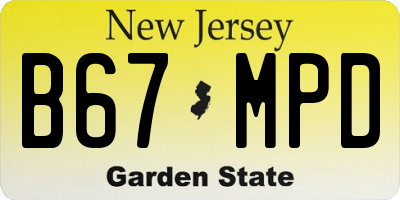 NJ license plate B67MPD