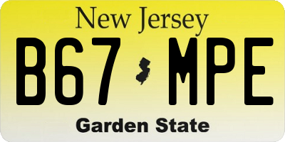 NJ license plate B67MPE