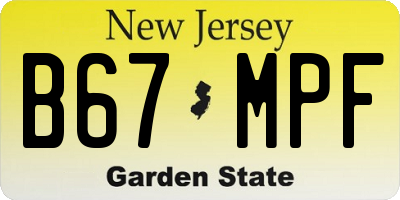 NJ license plate B67MPF