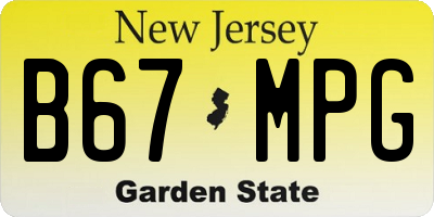 NJ license plate B67MPG