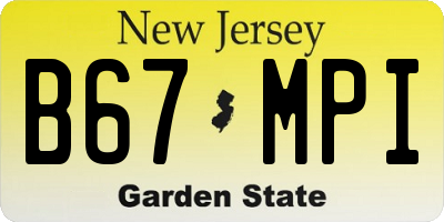 NJ license plate B67MPI