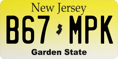 NJ license plate B67MPK