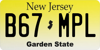 NJ license plate B67MPL