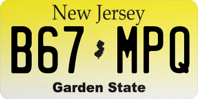 NJ license plate B67MPQ