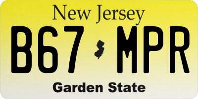 NJ license plate B67MPR