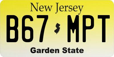 NJ license plate B67MPT