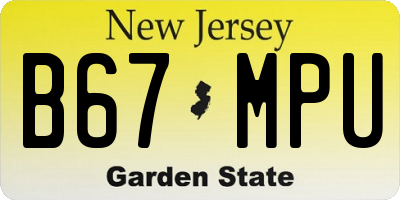 NJ license plate B67MPU