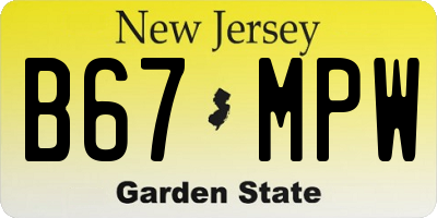 NJ license plate B67MPW