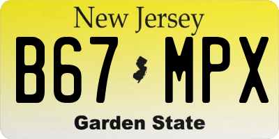 NJ license plate B67MPX