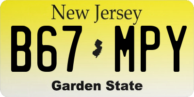 NJ license plate B67MPY