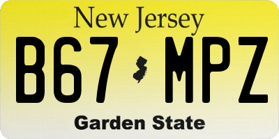 NJ license plate B67MPZ
