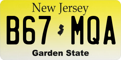 NJ license plate B67MQA