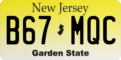 NJ license plate B67MQC