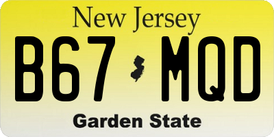 NJ license plate B67MQD