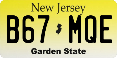NJ license plate B67MQE