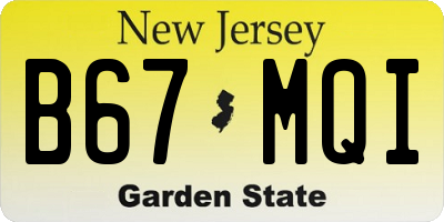 NJ license plate B67MQI