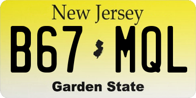 NJ license plate B67MQL