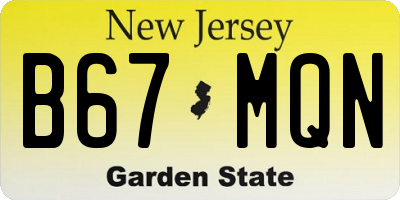 NJ license plate B67MQN