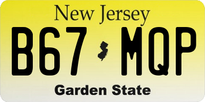 NJ license plate B67MQP