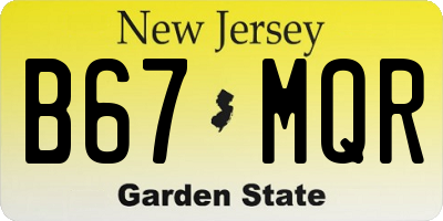 NJ license plate B67MQR