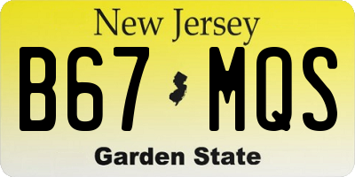 NJ license plate B67MQS
