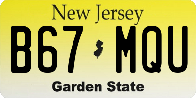 NJ license plate B67MQU