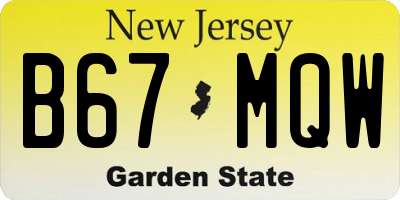 NJ license plate B67MQW