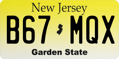 NJ license plate B67MQX