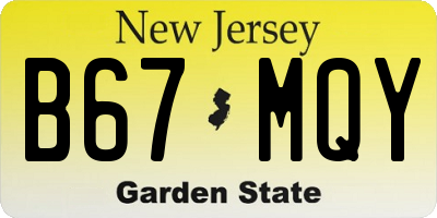 NJ license plate B67MQY