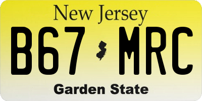 NJ license plate B67MRC