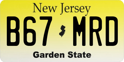 NJ license plate B67MRD