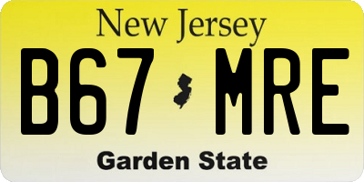 NJ license plate B67MRE